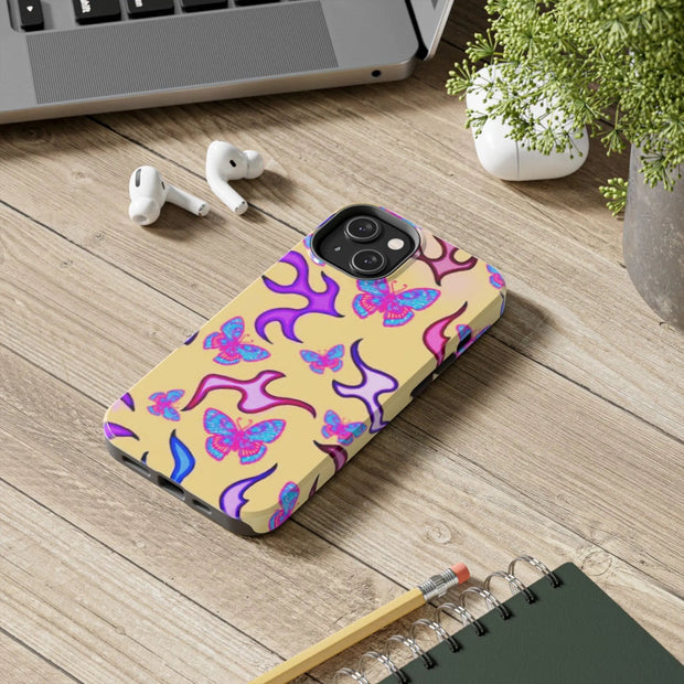 Y2K Butterfly Flames Retro Tough Phone Case LavenderCeleste