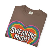 Swearing Might Help Retro Rainbow Comfort Colors Tee LavenderCeleste