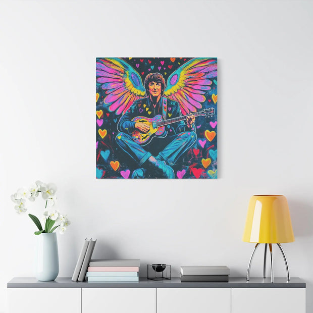 Psychedelic Guitar Angel Matte Canvas Art LavenderCeleste