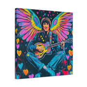 Psychedelic Guitar Angel Matte Canvas Art LavenderCeleste