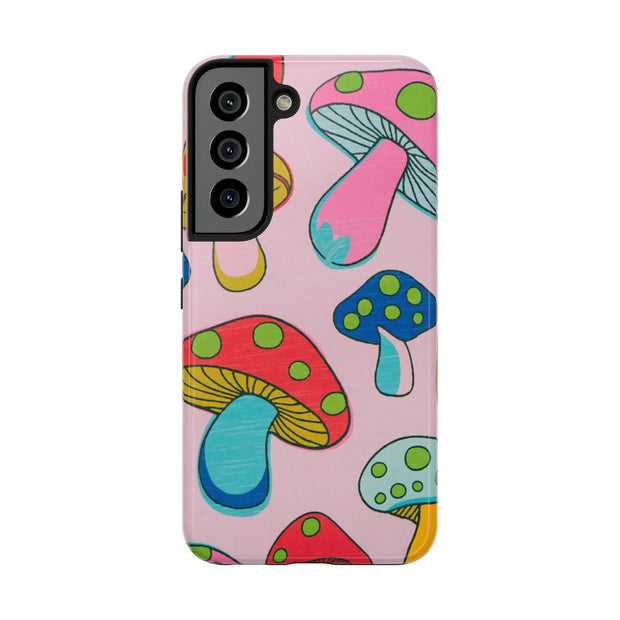 Retro Groovy Mushroom Tough Phone Case LavenderCeleste
