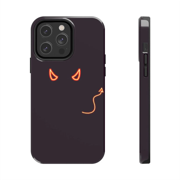 Neon Devil Eyes Tough Phone Case – Minimal Dark Glow Aesthetic Printify