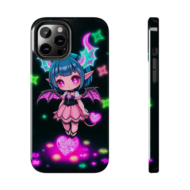 Kawaii Gothic Succubus Neon Heart Tough Phone Case