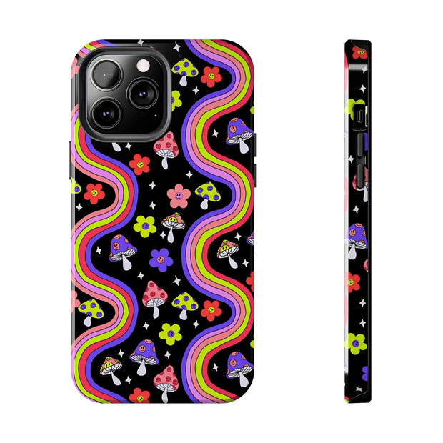 Groovy Mushroom Rainbow Tough Phone Case LavenderCeleste