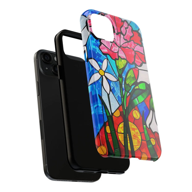 January Carnation Stained Glass Birth Flower Tough Phone Case