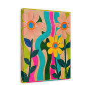 Groovy Paper Cut Flower Matte Canvas Art LavenderCeleste