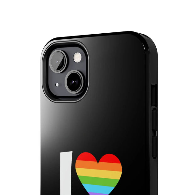 I Love Boys Pride Tough Phone Case – LGBTQ+ Rainbow Heart Design