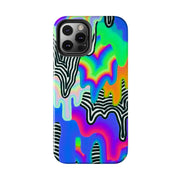 Trippy Technicolor Drip Retro Tough Phone Case LavenderCeleste