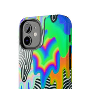 Trippy Technicolor Drip Retro Tough Phone Case LavenderCeleste