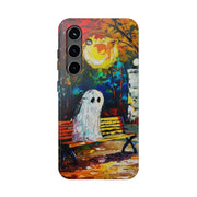 Lonely Ghost Tough Phone Case – Abstract Fall Park Bench Painting