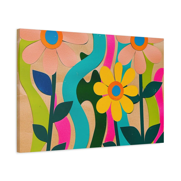 Groovy Paper Cut Flower Matte Canvas Art LavenderCeleste