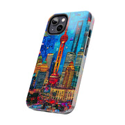 Shanghai Skyline Collage Pop Art Tough Phone Case LavenderCeleste