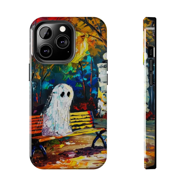 Lonely Ghost Tough Phone Case – Abstract Fall Park Bench Painting