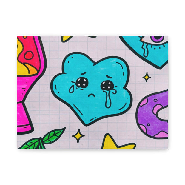 Kawaii Lava Lamp Sad Cloud Snake Matte Canvas Print LavenderCeleste