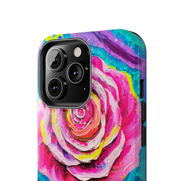 Vibrant Pink Rose Abstract Tough Phone Case LavenderCeleste