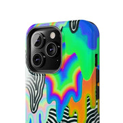 Trippy Technicolor Drip Retro Tough Phone Case LavenderCeleste
