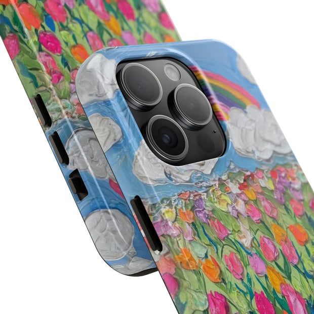 Rainbow Tulip Field Tough Phone Case LavenderCeleste