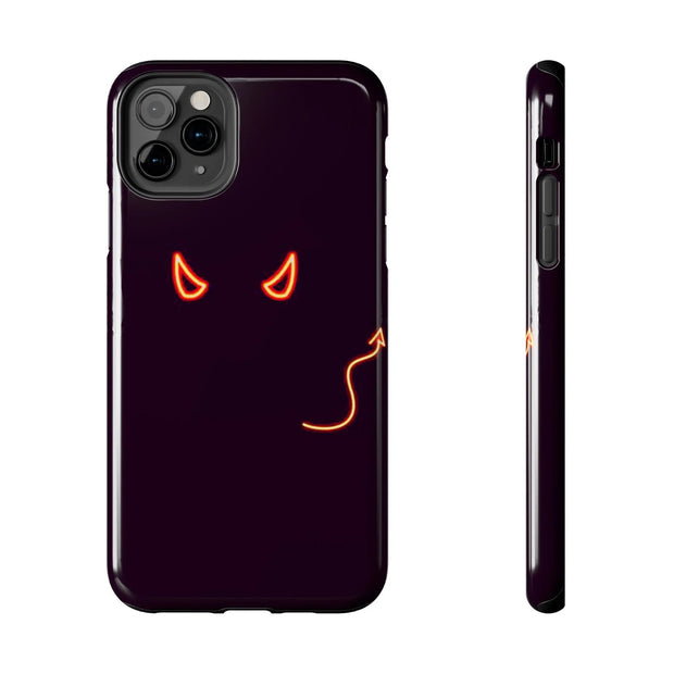 Neon Devil Eyes Tough Phone Case – Minimal Dark Glow Aesthetic Printify