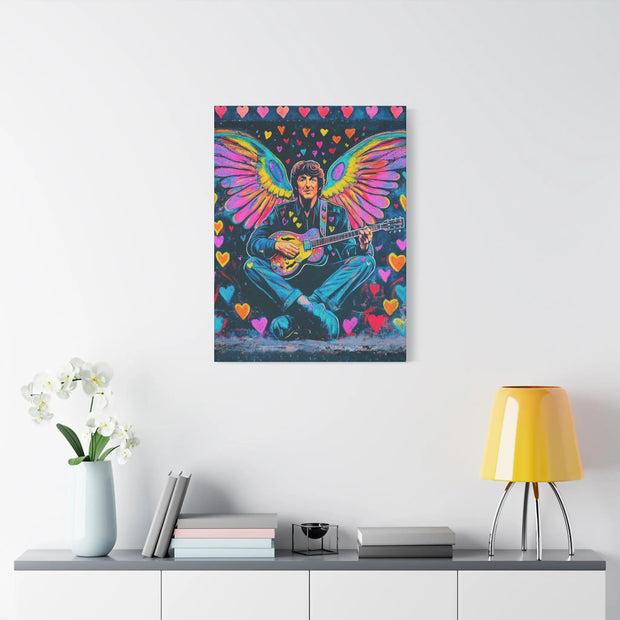 Psychedelic Guitar Angel Matte Canvas Art LavenderCeleste