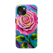 Vibrant Pink Rose Abstract Tough Phone Case LavenderCeleste