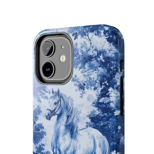 Blue Toile Horse Country Scenic Tough Phone Case LavenderCeleste