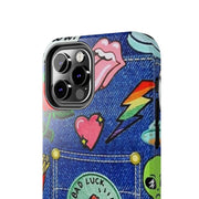Retro Kidcore Denim Patch Tough Phone Case LavenderCeleste