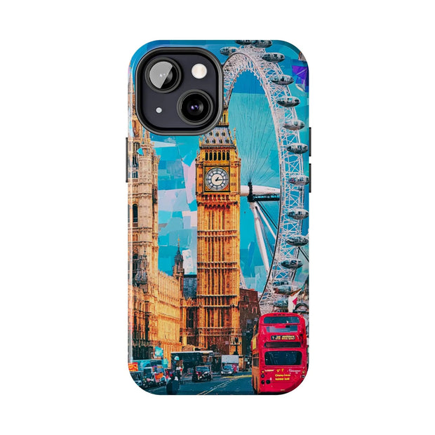 London Big Ben Collage Tough Phone Case – Vibrant City Pop Art Design