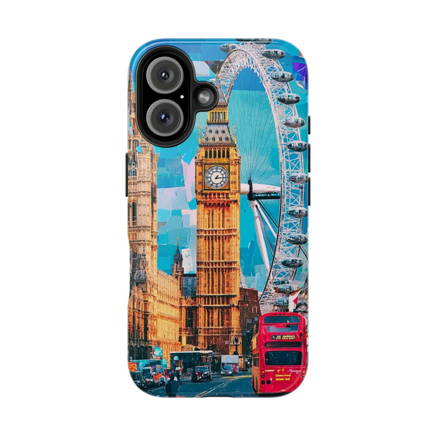 London Big Ben Collage Tough Phone Case – Vibrant City Pop Art Design
