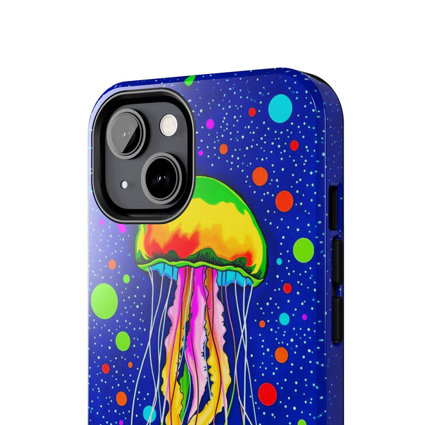 Vibrant Neon Jellyfish Cosmic Sea Tough Phone Case