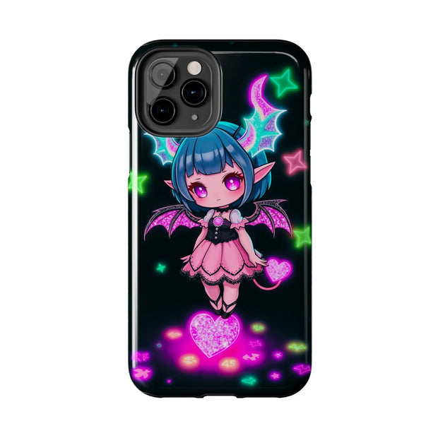 Kawaii Gothic Succubus Neon Heart Tough Phone Case