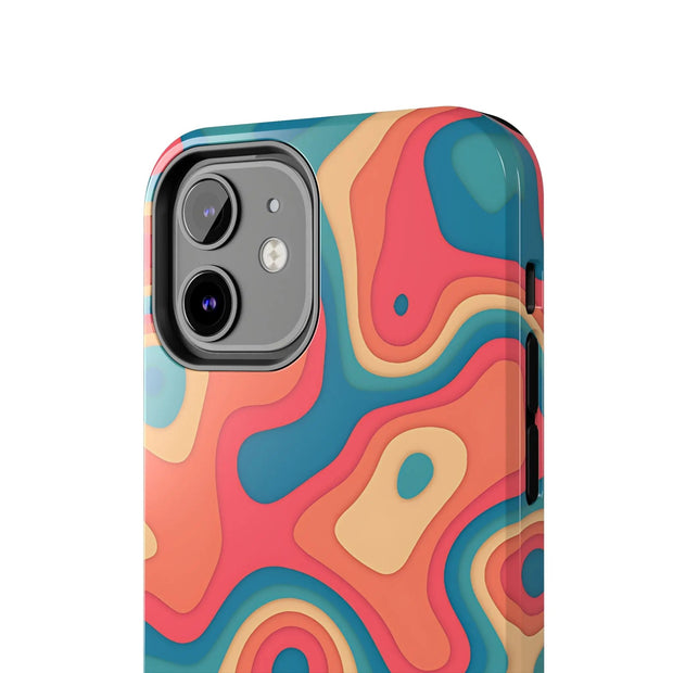 Retro Coral Abstract Mid-Century Tough Phone Case LavenderCeleste