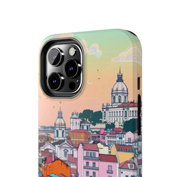 Lisbon Portugal Tough Phone Case – Pastel City Skyline Aesthetic