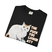 The Fuck You Lookin At Cat Comfort Colors Tee LavenderCeleste