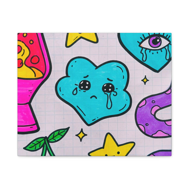 Kawaii Lava Lamp Sad Cloud Snake Matte Canvas Print LavenderCeleste