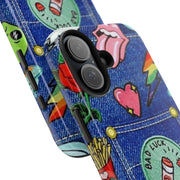 Retro Kidcore Denim Patch Tough Phone Case LavenderCeleste