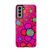 Hot Pink Retro Flower Power Tough Phone Case LavenderCeleste