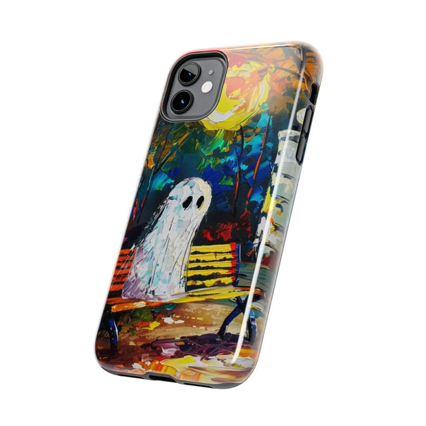 Lonely Ghost Tough Phone Case – Abstract Fall Park Bench Painting
