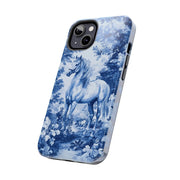 Blue Toile Horse Country Scenic Tough Phone Case LavenderCeleste