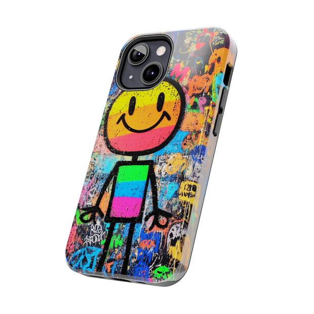 Rainbow Graffiti Smiley Tough Phone Case LavenderCeleste