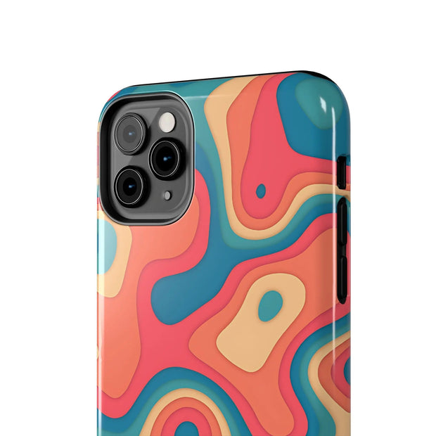 Retro Coral Abstract Mid-Century Tough Phone Case LavenderCeleste
