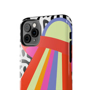 Retro Mod UFO Rainbow Beam Tough Phone Case LavenderCeleste