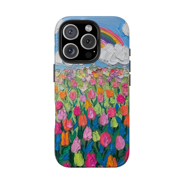Rainbow Tulip Field Tough Phone Case LavenderCeleste