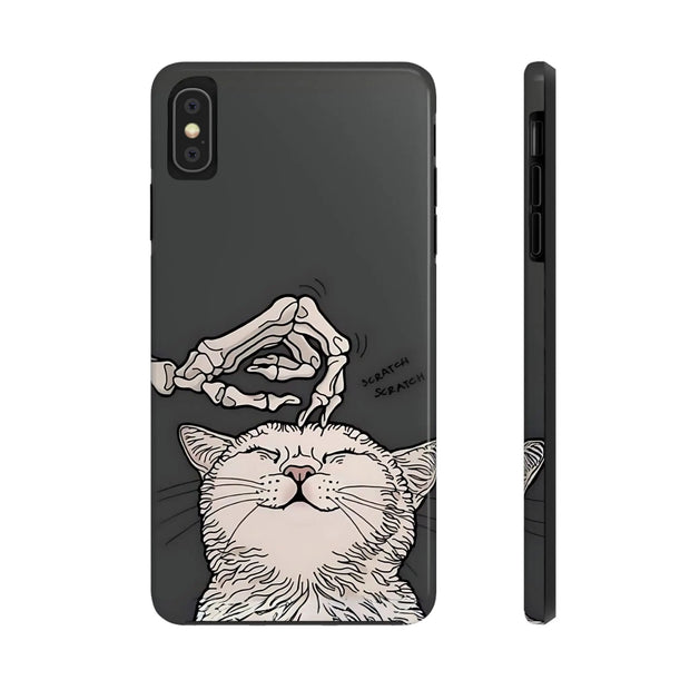 Skeleton Scratch Cat Gothic Humor Tough Phone Case LavenderCeleste