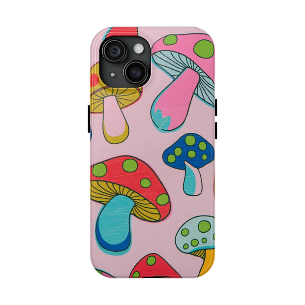 Retro Groovy Mushroom Tough Phone Case LavenderCeleste