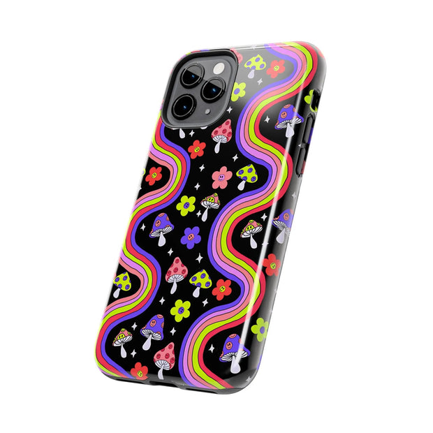 Groovy Mushroom Rainbow Tough Phone Case LavenderCeleste