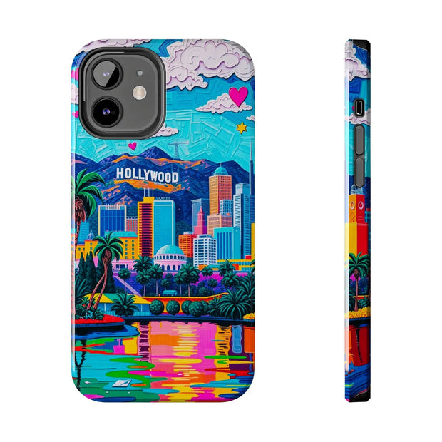 Los Angeles Hollywood Skyline Tough Phone Case – Vibrant Pop Art City Design - LavenderCeleste