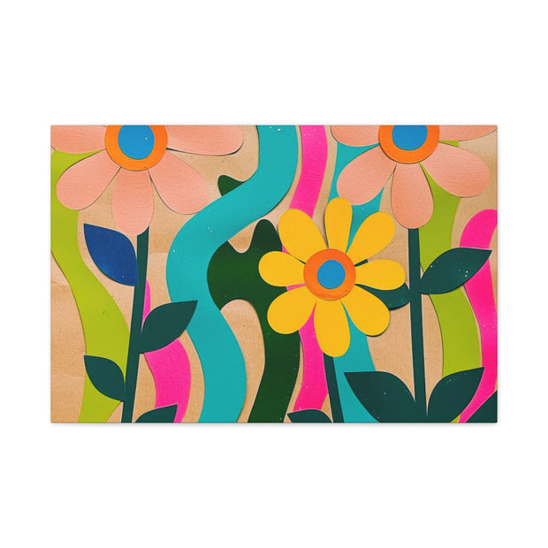 Groovy Paper Cut Flower Matte Canvas Art Printify