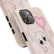 Sad Ghost with Heart Balloon Kawaii Tough Phone Case LavenderCeleste
