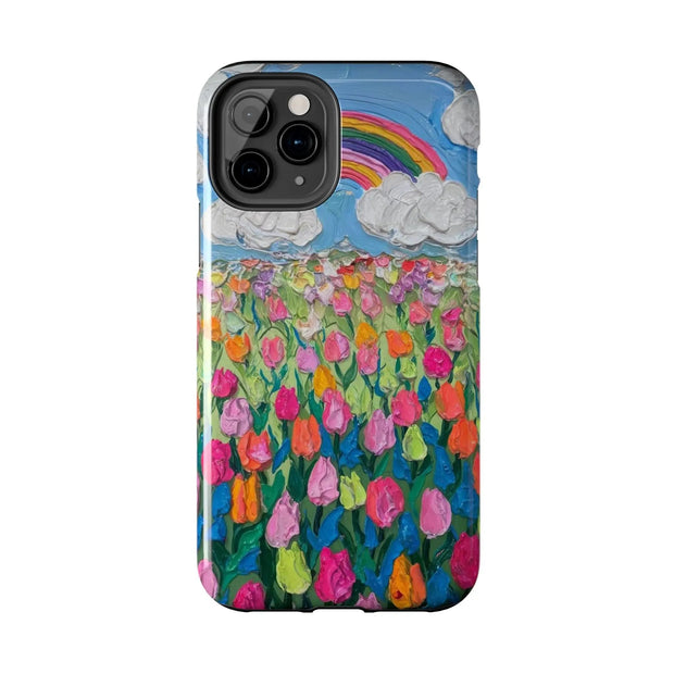 Rainbow Tulip Field Tough Phone Case LavenderCeleste