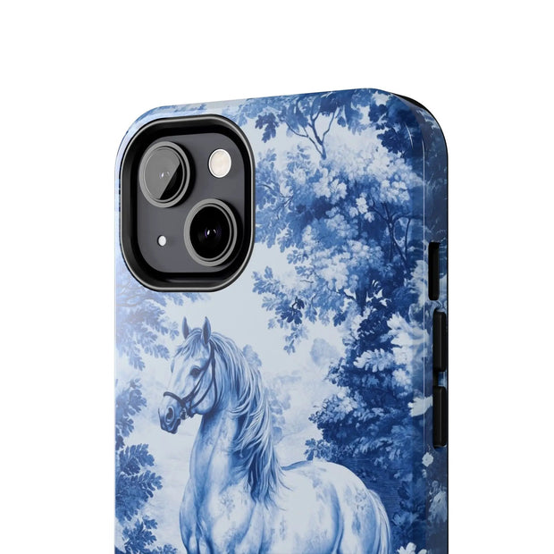 Blue Toile Horse Country Scenic Tough Phone Case LavenderCeleste